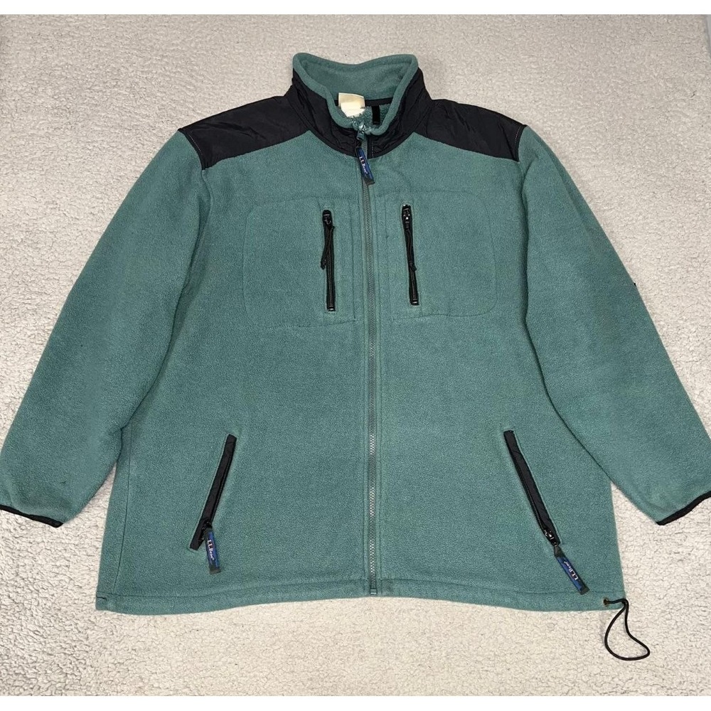 VTG LL Bean Denali Jacket Men's Sz XL Green Fleece Multi-Zip Hiking Gorpcore 90s